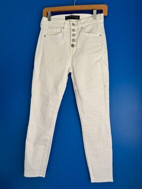 Veronica Beard Jeans Women's White Cotton Blend Debbie Skinny High Rise Jeans 27